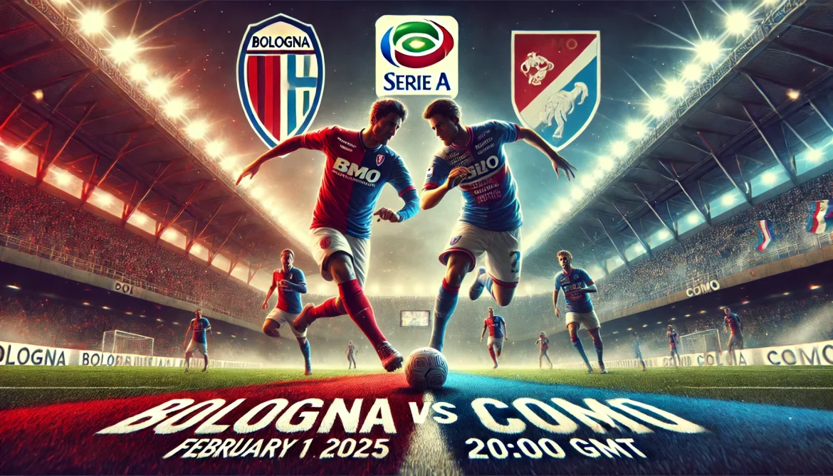 DALL·E 2025-01-31 00.14.05 – A featured image for the Bologna vs Como match preview. The image should depict an intense football scene at Stadio Renato Dall’Ara, with Bologna’s re